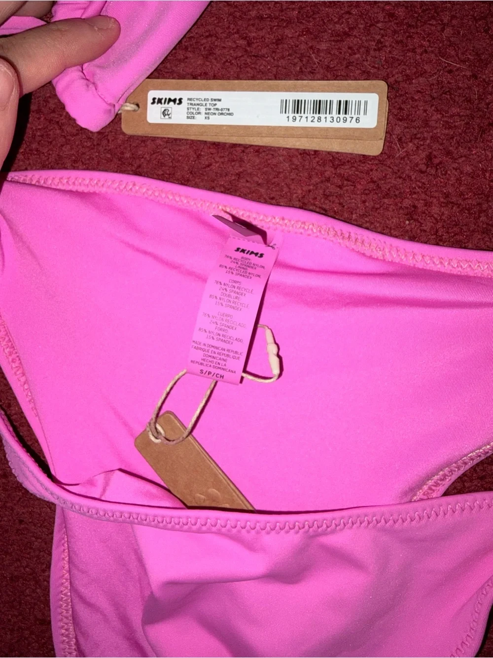 SKIMS  Neon Pink String Bikini Set XS TOP SM BOTTOM